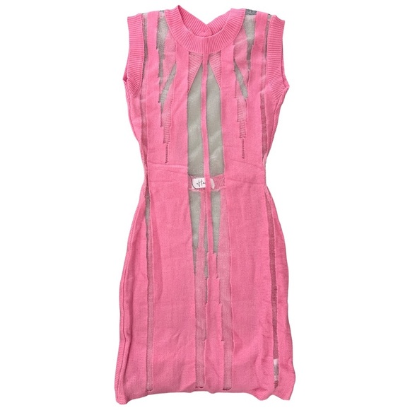 HANA • Pink Akari Sheer Sleeveless Bodycon Open Back Scoop Neck Mini Dress - Picture 1 of 8